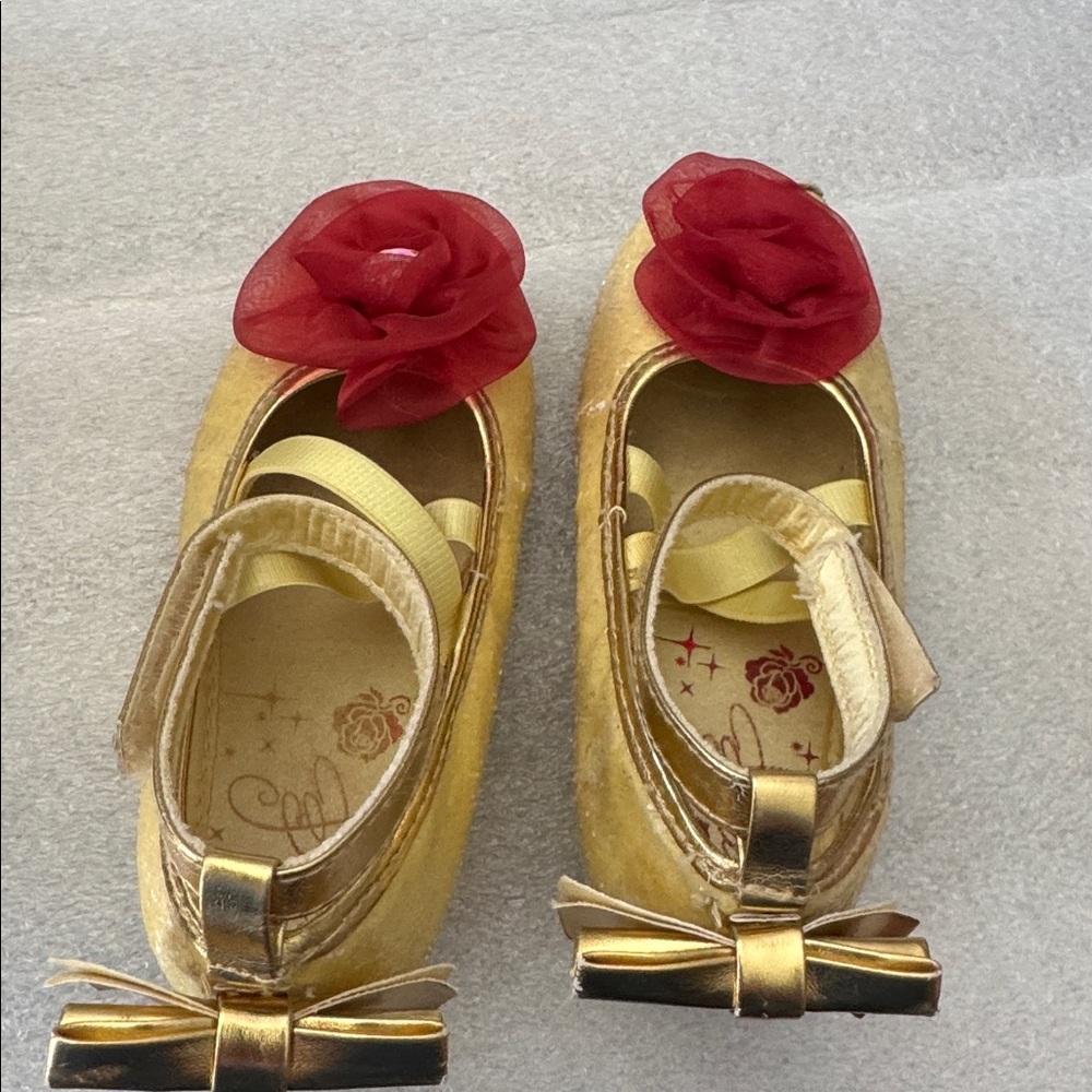 Disney Toddler Girl 9-10 Princess Dress Up Gold Shoes with Bow Accent & 1” Heel - Picture 6 of 10